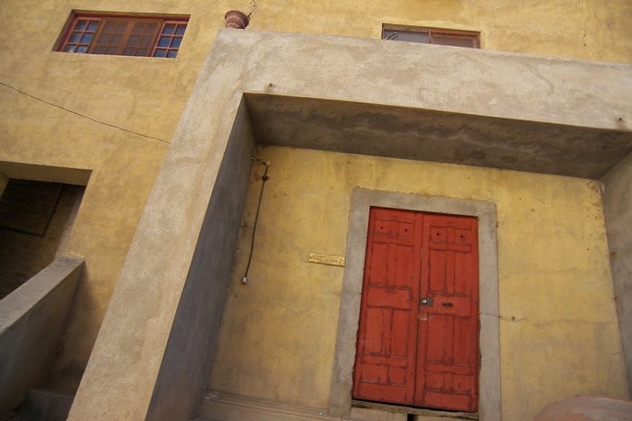 Red Door and Flower Pot